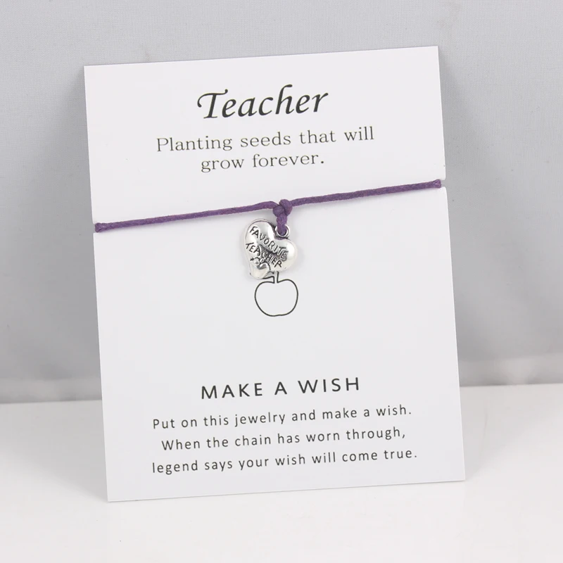 Серебряная любимая Подвеска для учителя, браслеты, регулируемые браслеты желаний с карточкой для женщин и мужчин, подарки на день учителя