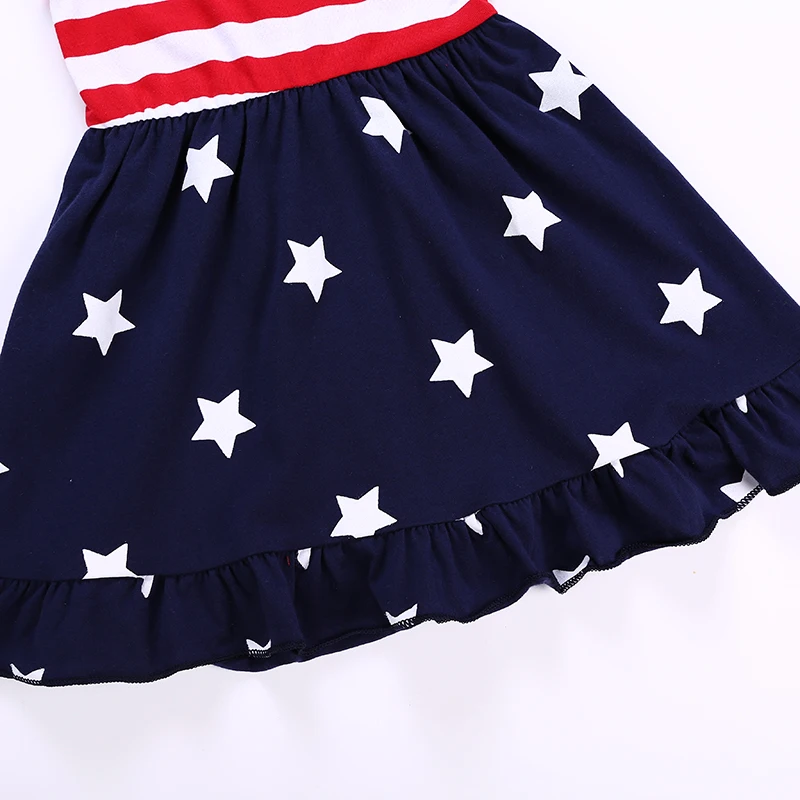 SOSOCOER/платье для девочек Детские платья для девочек, жилет без рукавов с американским флагом платье для маленьких девочек летняя детская одежда в полоску