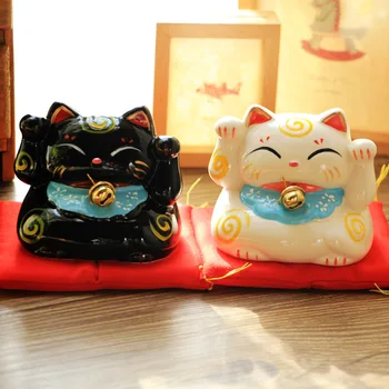 

1PC Zakka Ceramic Piggy Bank Black and White Cat Creative Home Furnishing Ornaments Money Boxes ENL 001