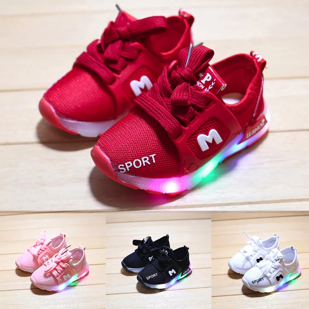 

Boys and girls colorful radiant shoes LED flash children's light shoes with letters toddler shoes four colors optional YL-NEW