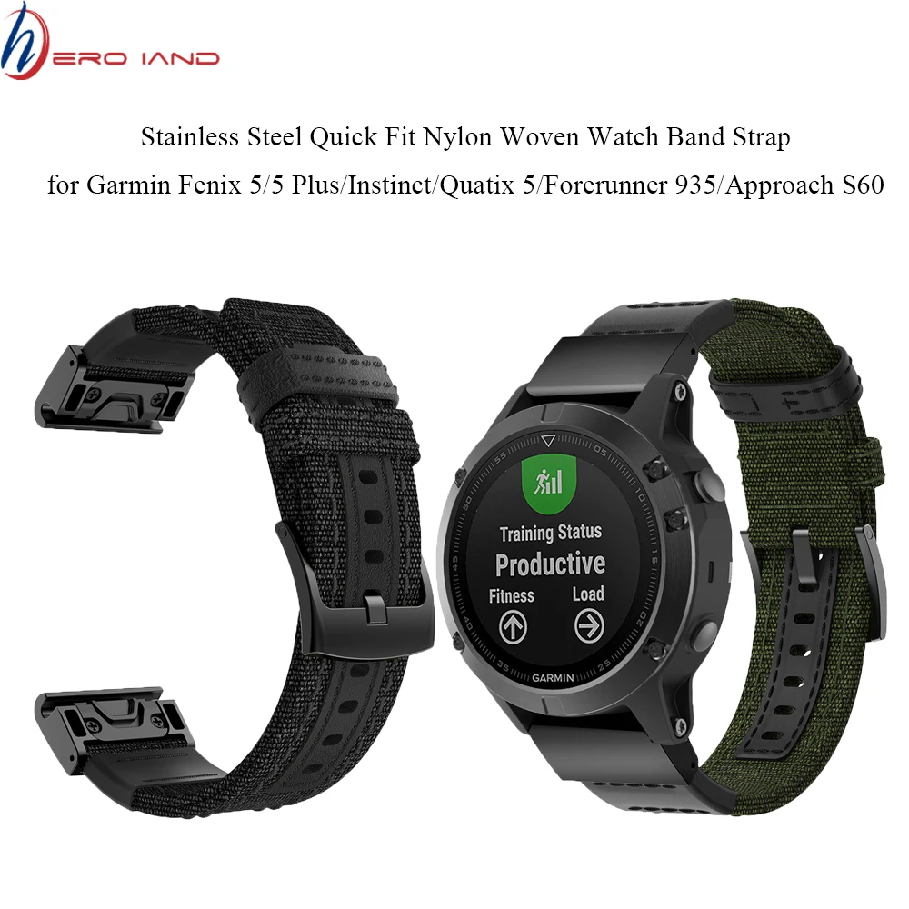 22mm Metal Quick Fit Fenix 5 Sweatproof NATO Nylon Watch Band Strap for Garmin 5/5 Plus/Instinct/Quatix Wristband | Электроника