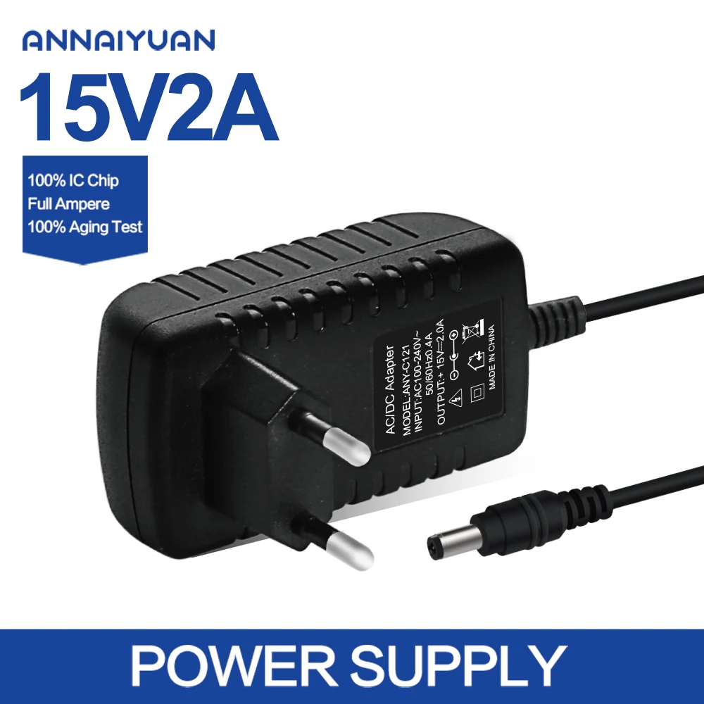 Annaiyuan 1PCS high quality 15V2A AC 100V 240V Converter Adapter DC 15V 2A 2000mA Power Supply