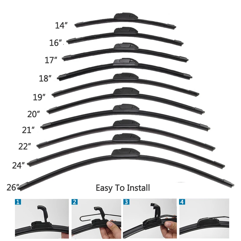 Universal U-type Frameless Bracketless Rubber Car Windscreen Wiper Blade Wash Windshield 14\ Universal U-type Frameless Bracketless Rubber Car Windscreen Wiper Blade Wash Windshield 14\