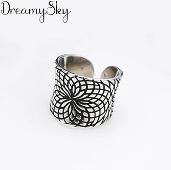 

Bohemian Ethnic Silver Color Big Pattern Rings For Women Wedding Party Girls Gifts Open Finger Rings Fashion Jewelry