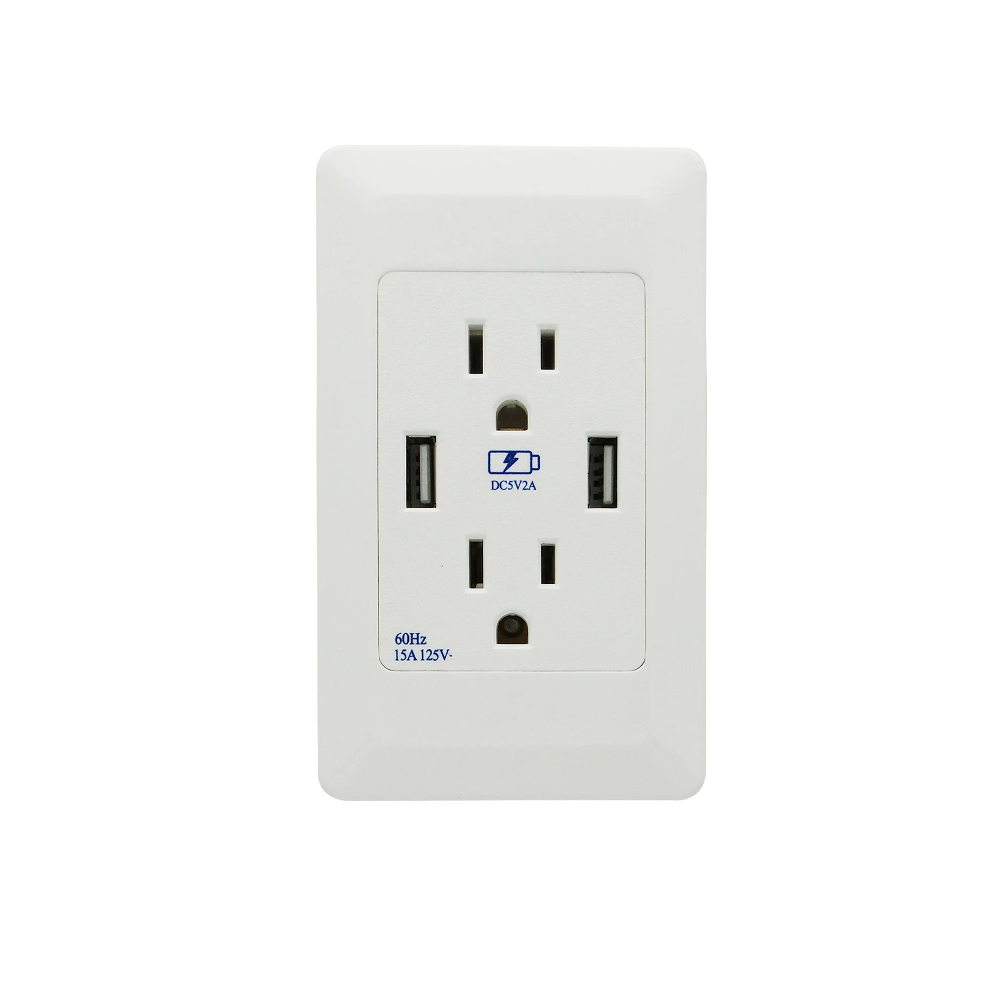 

15A American Standard USB Power Socket outlet, USB PC Panel Drop-Resistant Explosion-Proof Anti-Leakage Socket