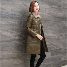 Срочная зимняя женская куртка из натуральной кожи Толстая Женская верхняя одежда из овчины высокого качества размера плюс новое пальто средней длины Ll847