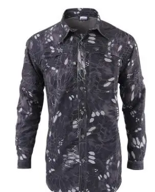 ESDY летняя Военная боевая рубашка на открытом воздухе быстросохнущие дышащие мужские рубашки с длинным рукавом и отстегивающимися двумя частями - Цвет: SNAKE BLACK