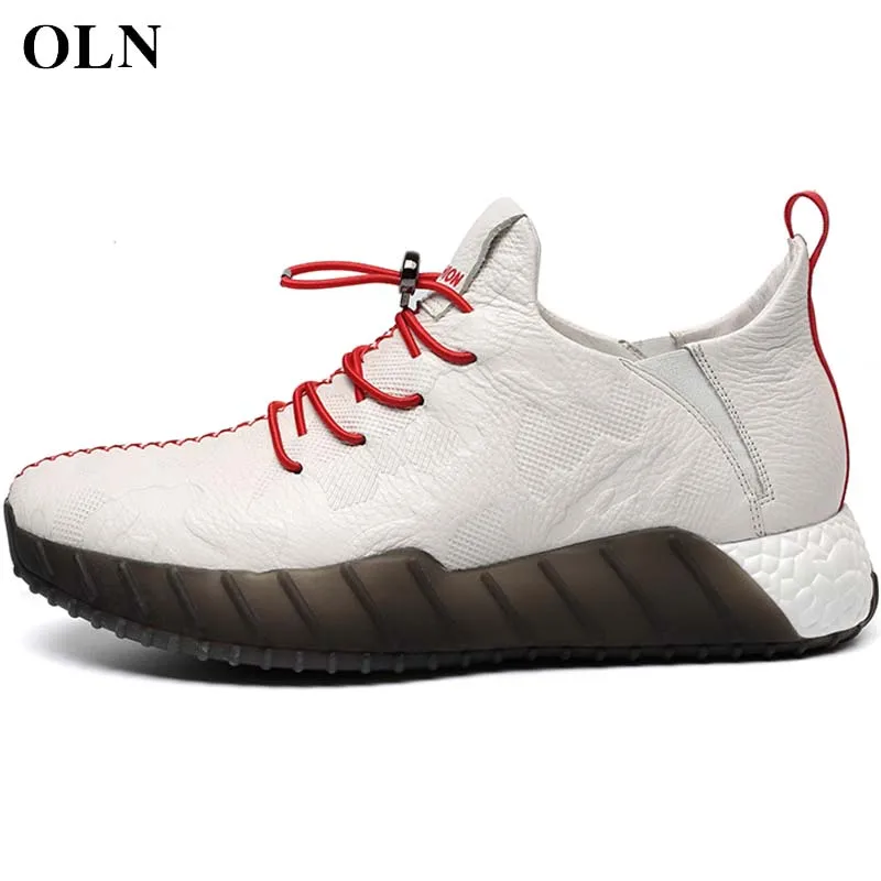 

OLN Men Brand Outdoor Athletic Genuine Leather Men Running Shoes High quality fabric Men Sneakers Comfortably Outdoor Jogging