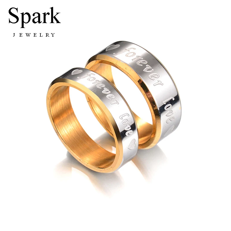 SPARK New Stainless Steel Couple Rings 316L Love Forever Letter Never