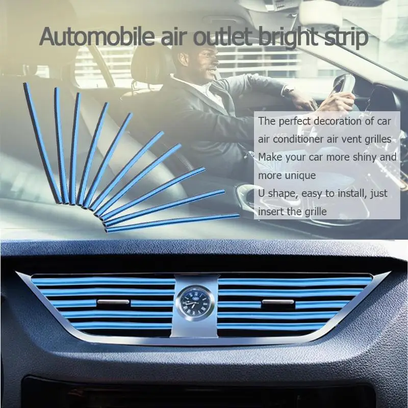 

Universal DIY 10pcs U Shape Car Interior Air Conditioner Outlet Vent Grille Decoration Strips Car Interior styling Accessories