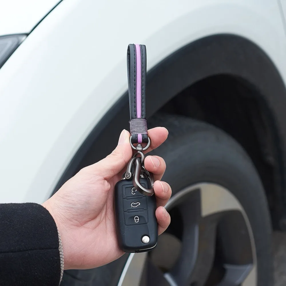 

Simple PU Leather and Metal Alloy Buckle Men Black Car Keychain Key Ring