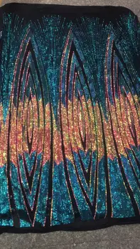 

2019 high quality French Nigerian sequins net lace,African tulle mesh sequence lace fabric for party dress colorful 5yards Y5