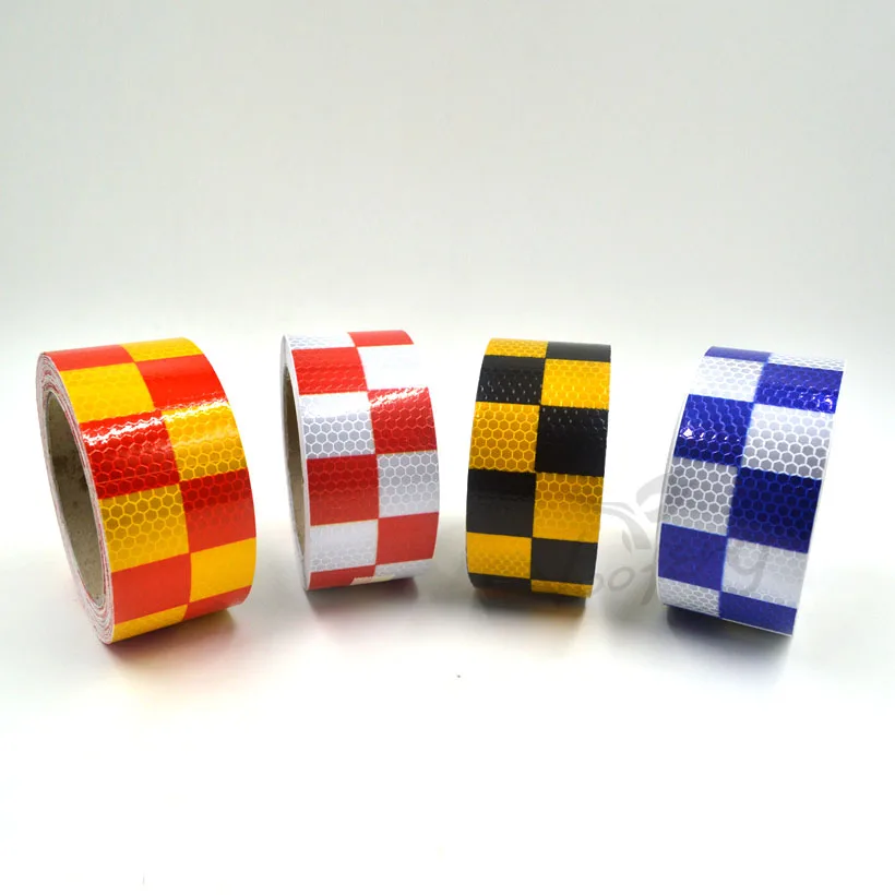 Red White & yellow/black Reflective Safety Conspicuity Tape Stickers 50mm x10MT