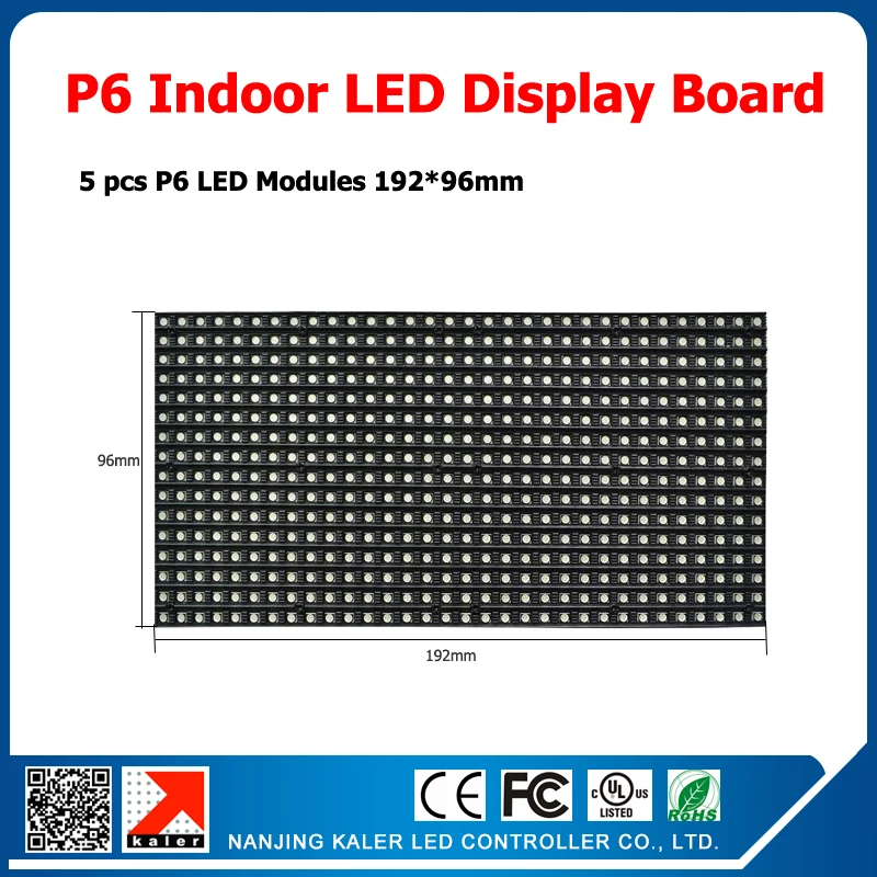

5pcs P6 Indoor led display modules running text LED sign display board full color led sign board 96*960mm