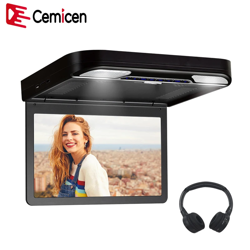 

Cemicen 13.3 Inch 1080P HD Digital Car TV Mounted Car Touch Button Screen Roof Mount DVD Player HDMI/USB/SD/IR/FM /MP5/Speaker