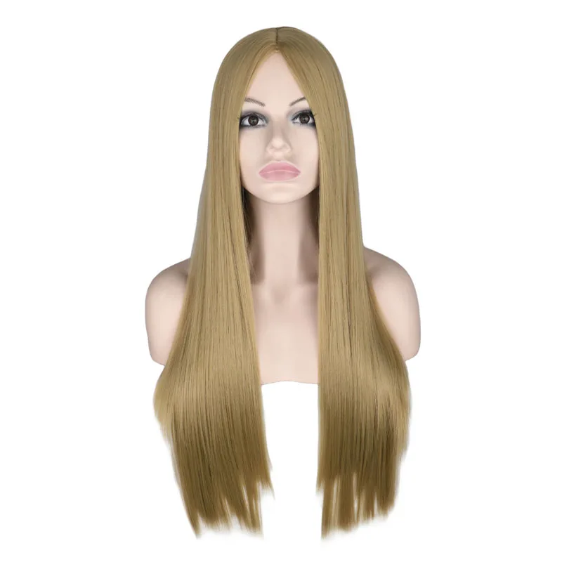 QQXCAIW длинные прямые средняя часть парик для женщин вечерние светлые оранжевые фиолетовые серые волосы термостойкие синтетические волосы парики