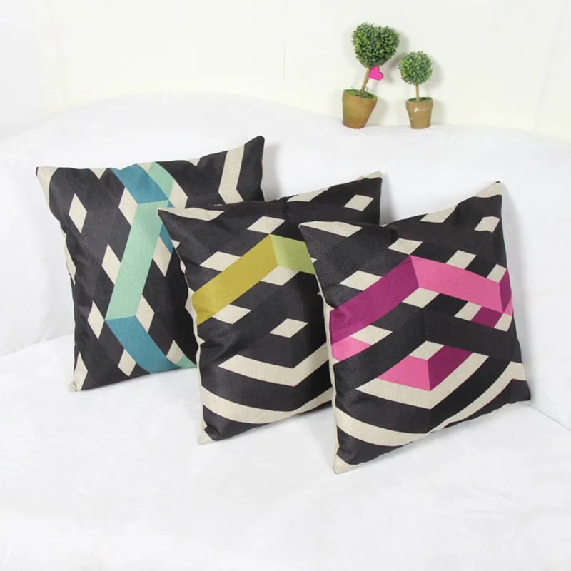 17 7x17 7 Inch Decorative Modern Black White Chevron Zig Zag Throw