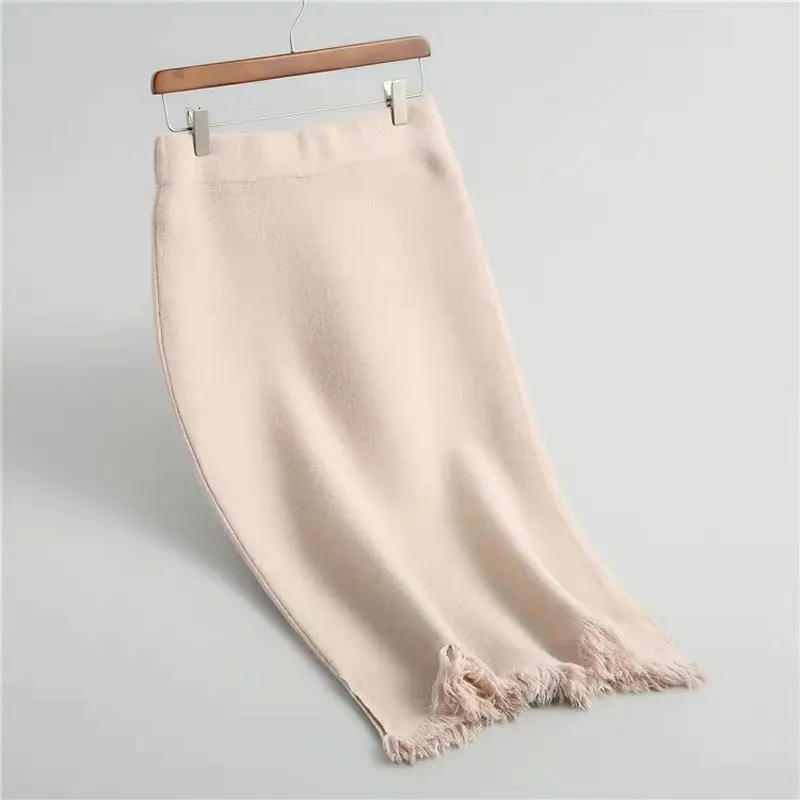 DISIMAN осень корейский стиль Женская однотонная зимняя макси юбка kawaii длинная юбка модные эластичные юбки карандаш для женщин юбка