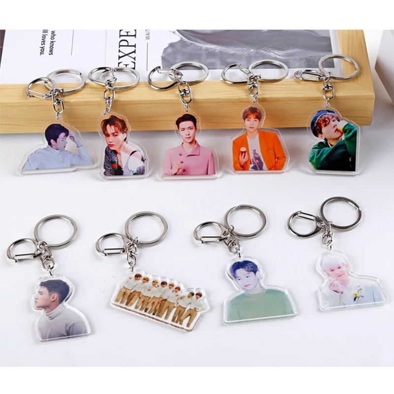 

KPOP Creative GOT7 Twice Stray Kids PVC Transparent Acrylic Member Key Chain Key Ring Bag Accessories LJ49
