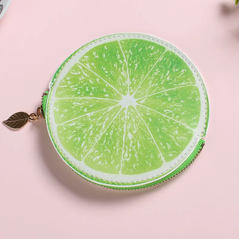 Круглый Карманный Кошелек для монет на молнии, Женский кошелек с оранжевым принтом, кошельки для девочек, мини-сумки из мягкой искусственной кожи, женские кошельки для денег, подарки