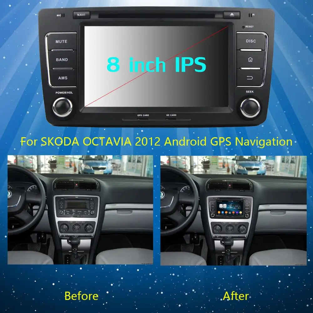 Cheap 8"IPS 1920*1080 8Core 4GB+64GB Android 9.0 Car DVD Player For Skoda Octavia 2009 2010 2011 2012 2013 2014 A5 Radio GPS Parrot BT 2