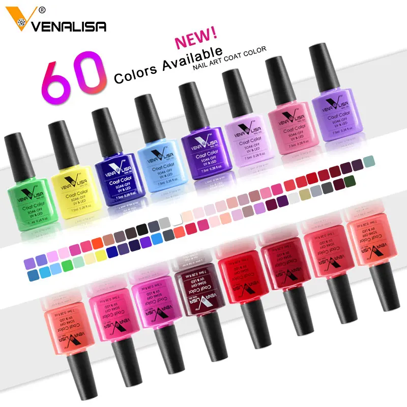 

#61508 2018 New Brand Venalisa Nail Art 60 Color 7.5 ML Soak Off UV Gel Nail Polish UV Nail Varnish for Nail Art Design Polish
