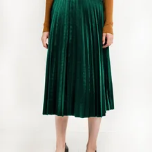 Шикарная винтажная Женская плиссированная бархатная юбка с завышенной талией тонкая юбка макси осенне-зимняя бархатная юбка Модные Длинные Теплые юбки