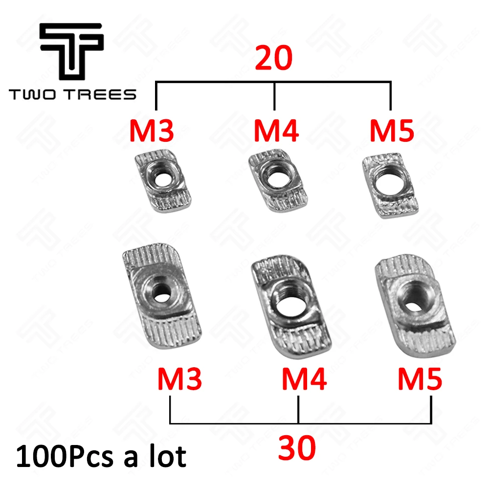 100 шт. M3/M4/M5 * 10*6 для 20 серии Слот Т гайка раздвижной Молоток падение гайки