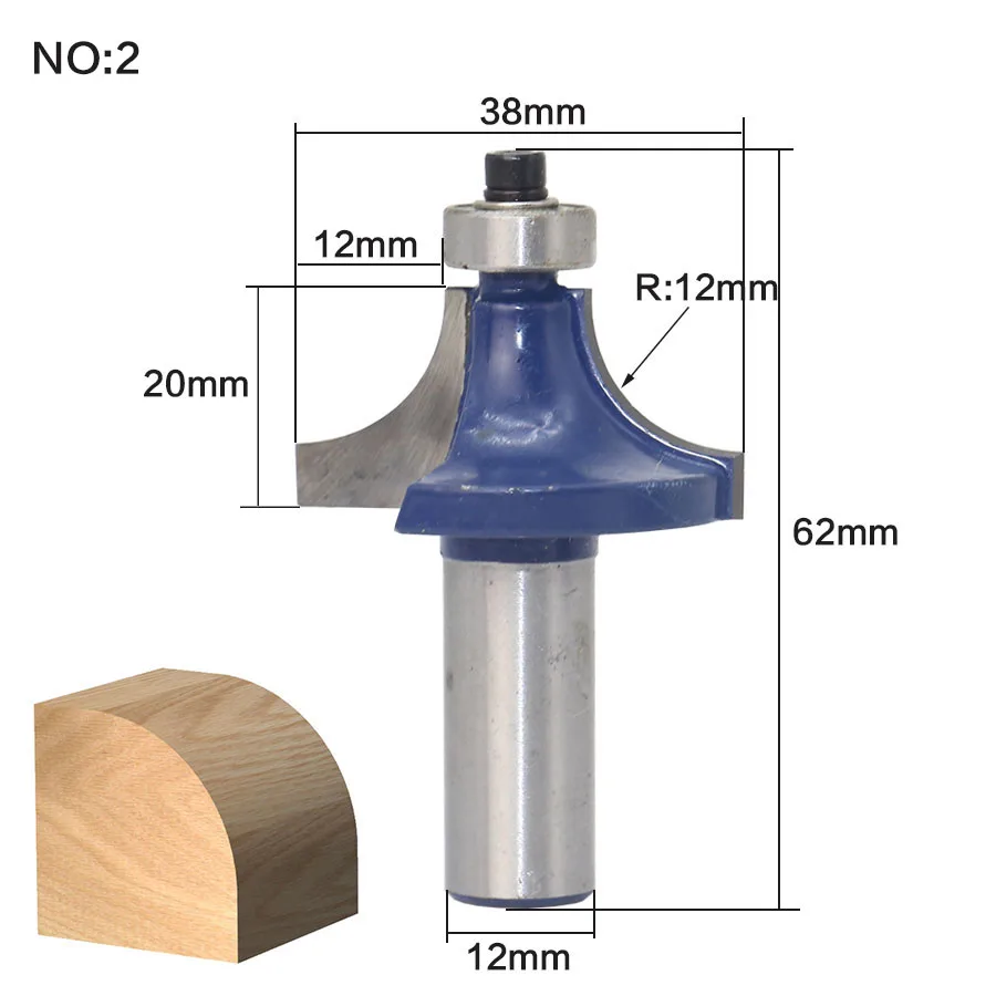 1 шт. 12 мм хвостовик 1/" Радиус Круглый над бисером окантовка формирования древесины фрезы карбида вольфрама фрезы для дерева Деревообрабатывающие инструменты - Длина режущей кромки: NO 2