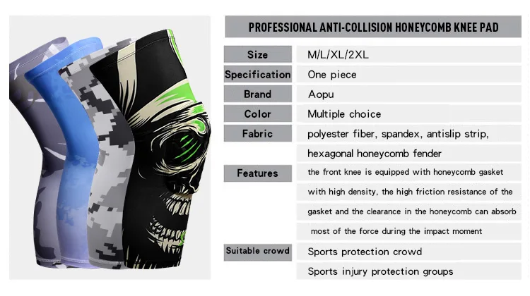 05Color Printing Professional Mountain climbing Iycra Crossfit Kneepad Basketball Spandex Basketball Knee Brace (6)