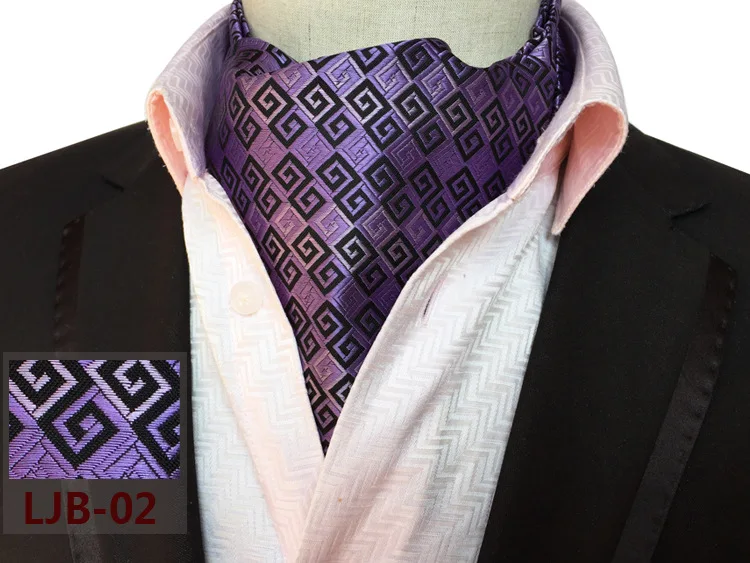 Мужские в английском стиле Винтаж галстук шелк с V образным вырезом Однотонная рубашка с узором в горошек, в полоску галстук из жаккардовой ткани, Аскот галстук-бабочка для Бизнес вечерние аксессуары