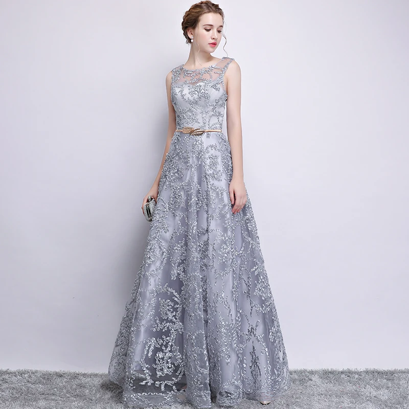New 2021 Evening Dress Elegant Banquet Champagne Lace Sleeveless Floor length Long Party Formal Gown plus size Robe De Soiree