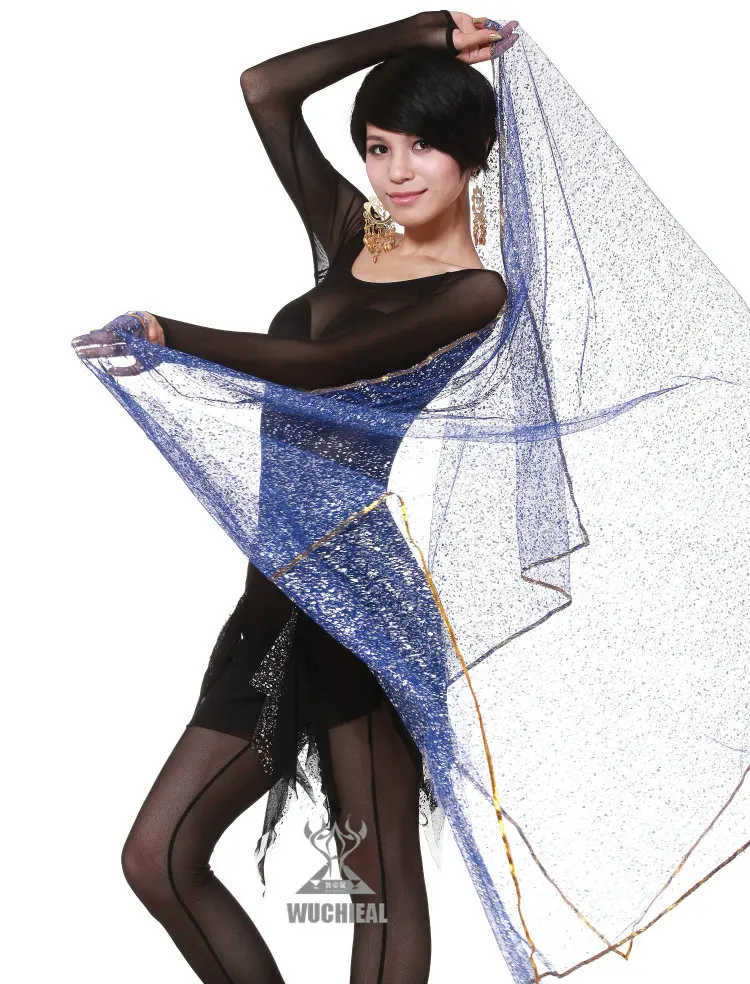 Женский костюм для танца живота, шаль с блестками, платок-накидка, индийская шифоновая вуаль для лица, 210X95 см