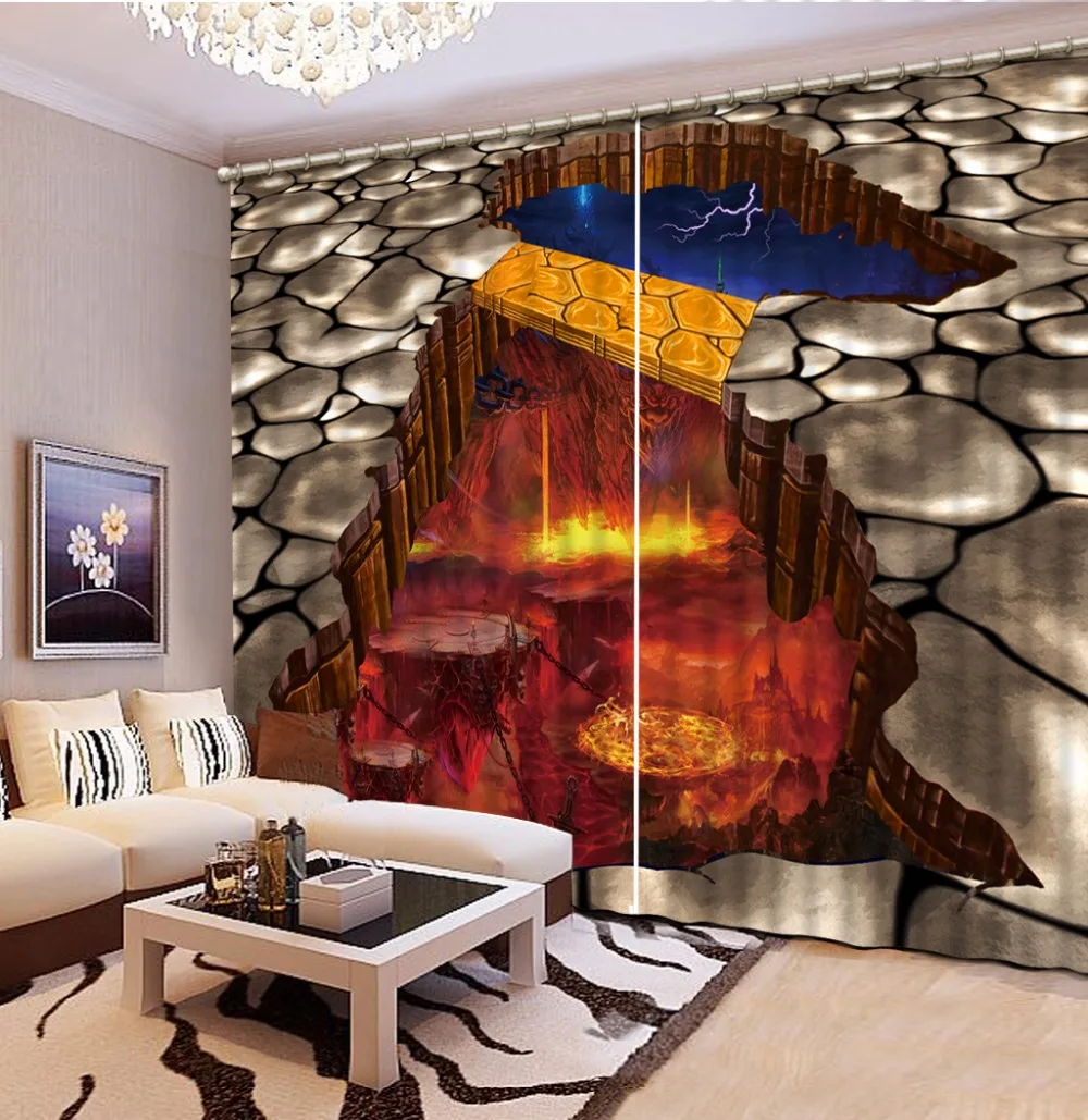 

Custom Any Size 3D Curtain Blackout Shade Window Curtains Game Volcano Curtain Minions Window Curtain