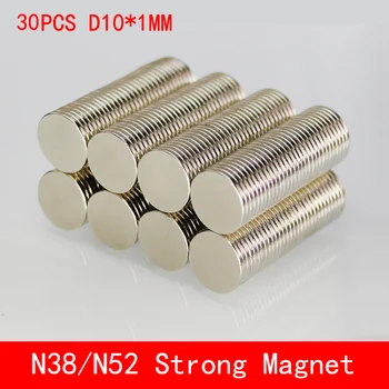 

30PCS Neodymium magnet 10x1 Rare Earth small Strong Round permanent 10*1mm fridge Electromagnet NdFeB nickle magnetic DISC