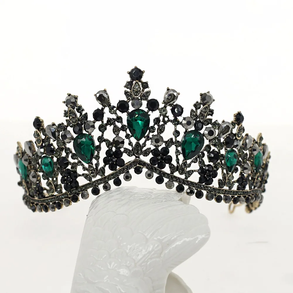 

Women Romantic Crystal Tiara and CrowRetro Water Drop Crowns Hairband Wedding Round Wedding Hair Jewelry Bridal Accessories