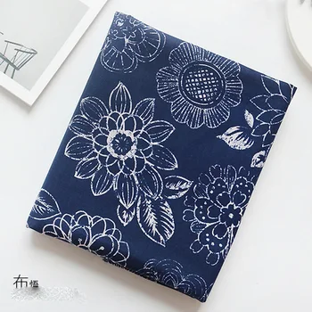 

Blue stamen full cotton reactive blue printed canvas heavy thick fabric