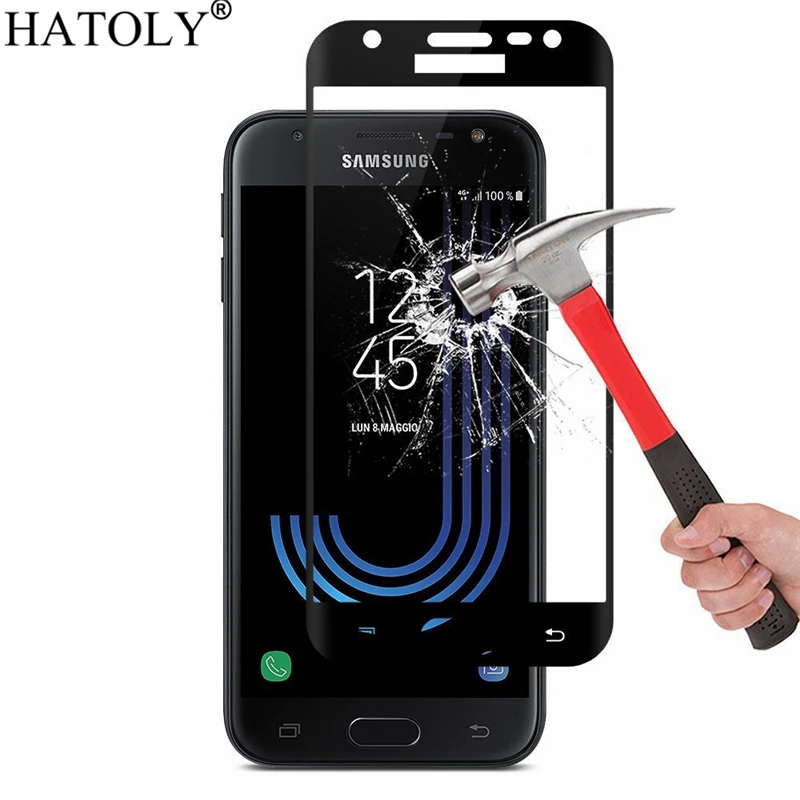1PCS Tempered Glass For Samsung Galaxy J3 2017 Screen Protector J330F Full Cover for 3D Curved Edge Film | Мобильные телефоны и