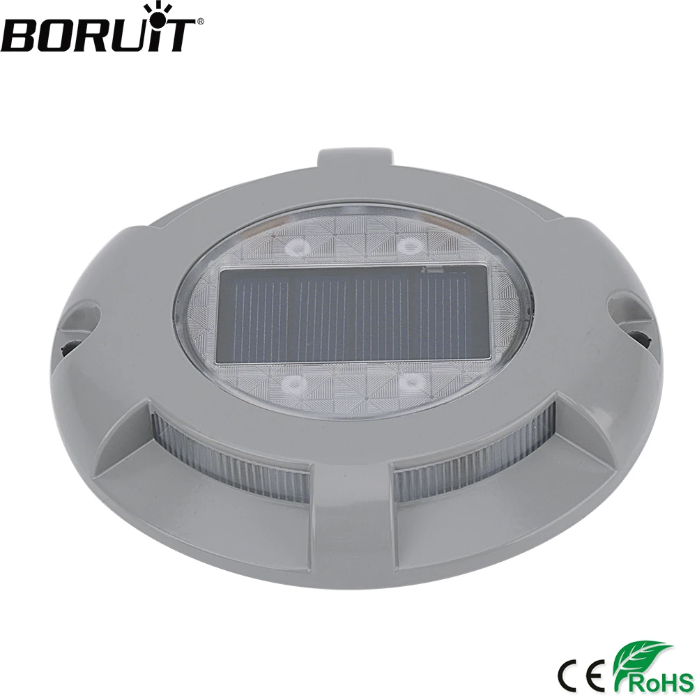 

BORUiT Solar 4-LED Road Stud Lamp Aluminum Waterproof Security Underground Light Driveway Dock Path Warm White Lighting