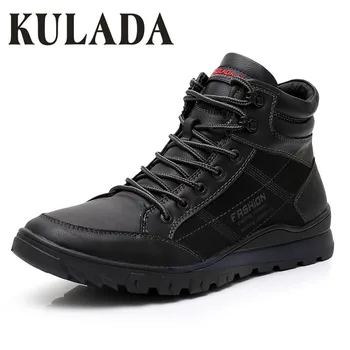 

KULADA Boots Men Sneakers Boots Leather Winter Snow Warm Boots Men Lace Up Breathable Footwear Men's Casual Winter Shoes