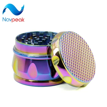 

10pcs/lot Iceblue Color 4 Layers Special Grid Cover Zinc Alloy Grinder Diamond Shape Chamfer Side Concave Herb Grinder