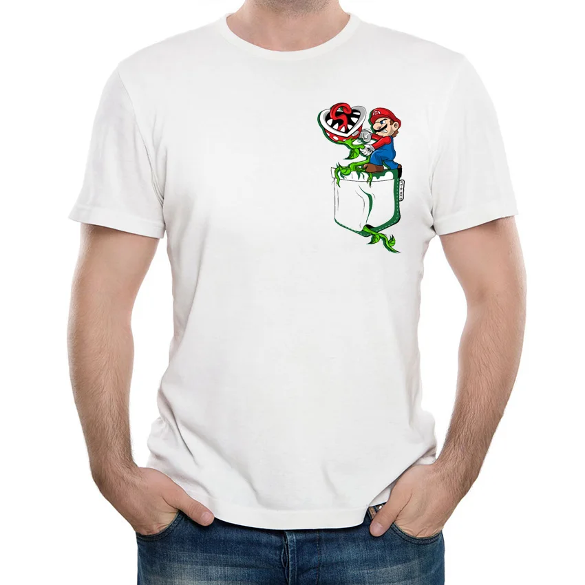 

2018 new summer men's short sleeve pokemon T-Shirt funny Super Mario Pocket design T Shirt casual Tops Tees Humor man shirts