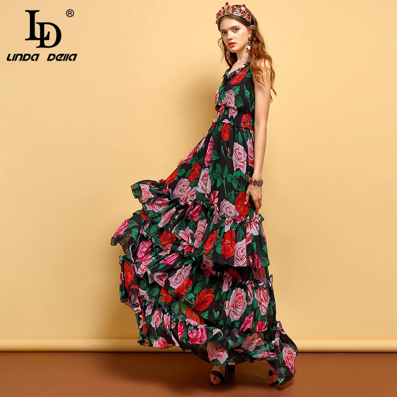LD LINDA DELLA Summer Plus Size Maxi Dress Women's