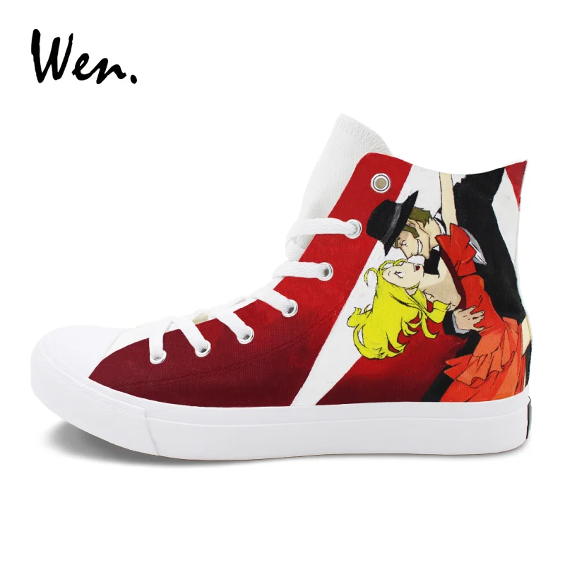 

Wen Custom Design Men Women Sneakers Anime Baccano Hand Painted Canvas Shoes Athletic Sport High Top Espadrilles Flat Plimsolls