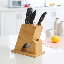 Высококачественный бамбуковый Наклонный нож стойка многоцелевой заточка для ножниц подставка для кухонных ножей деревянный нож блок кухонные принадлежности