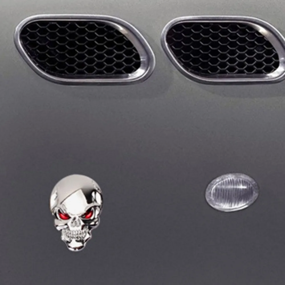 3D Metal Gold Black Skull Skeleton Car Motorcycle Stickers