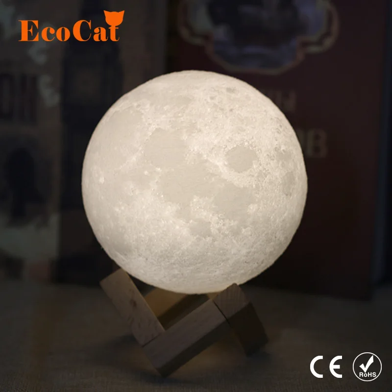  Dropshipping 3D Print Moon lamp LED Night light 20CM 18CM 15CM USB Moonlight 2 Color Changeable Tou - 32866077134