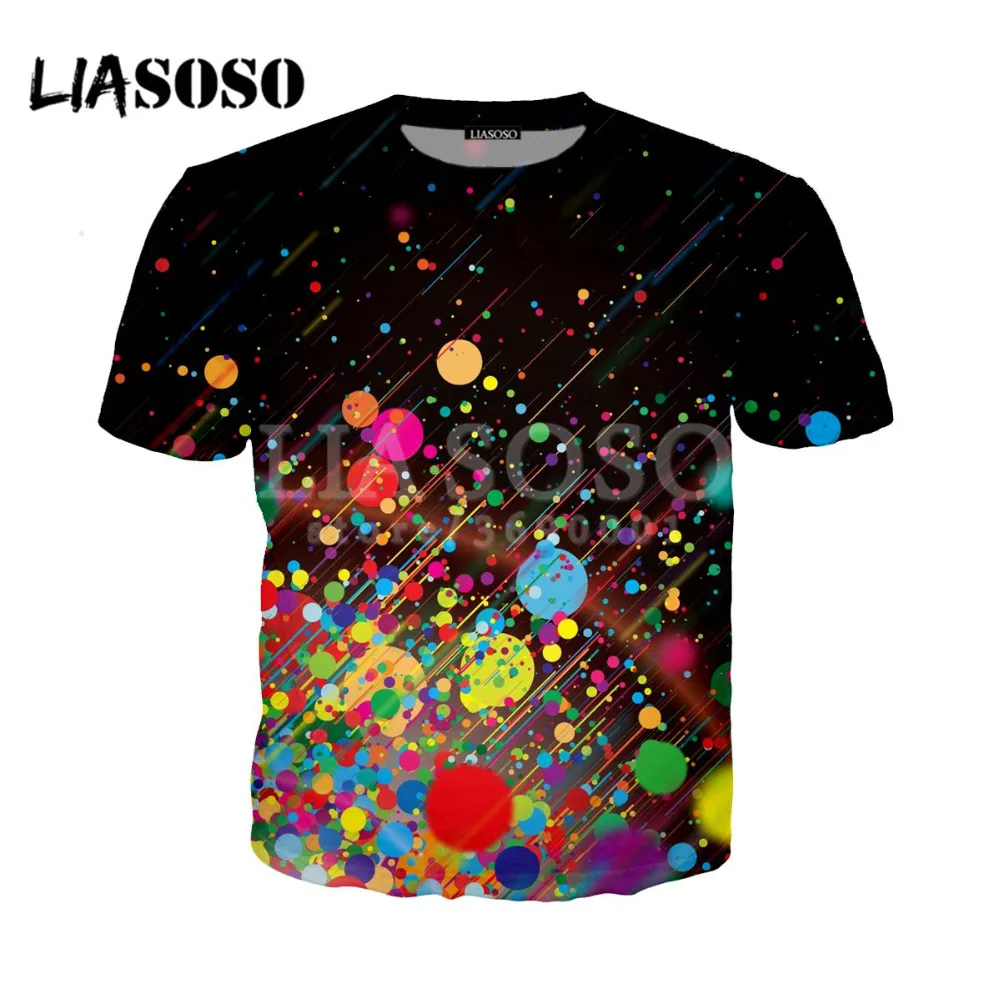 LIASOSO 3d принт человек Для женщин Красочные Звезда точка футболка Комплекты с короткими штанами модные пляжные Рубашки домашние Fit футболка шорты X0499