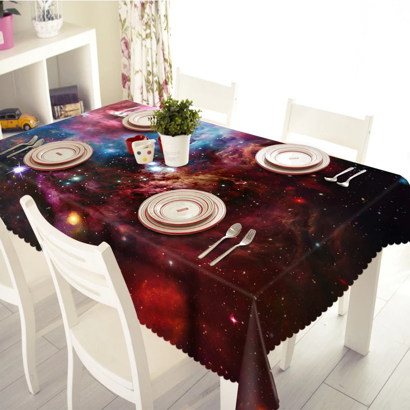 

3d Tablecloth Starry Sky Space Wolf Mysterious Space Pattern Washable Cloth Thicken Rectangular and Round Wedding Table Cloth