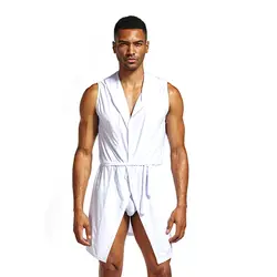 Для мужчин пижамы ночнушки одежда для сна халат без рукавов мягкие пикантные летние для дома H9